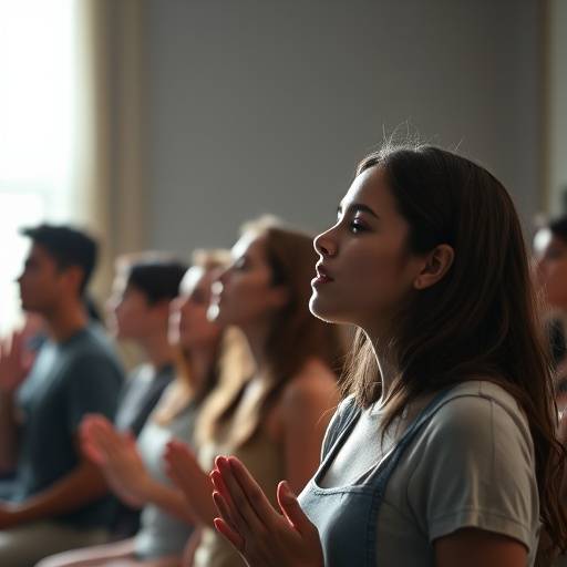 Students practicing breathing exercises in the Voice and Movement class