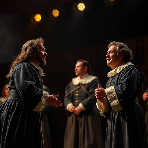 Two actors performing Shakespeare in the Shakespearean Acting class